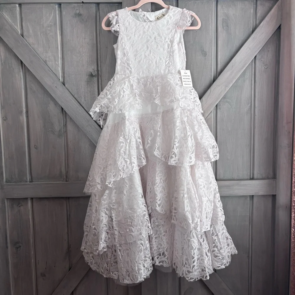 NWT Joyfolie Azalea Dress White Cream Lace‎ Tiered Gown Flower girl wedding